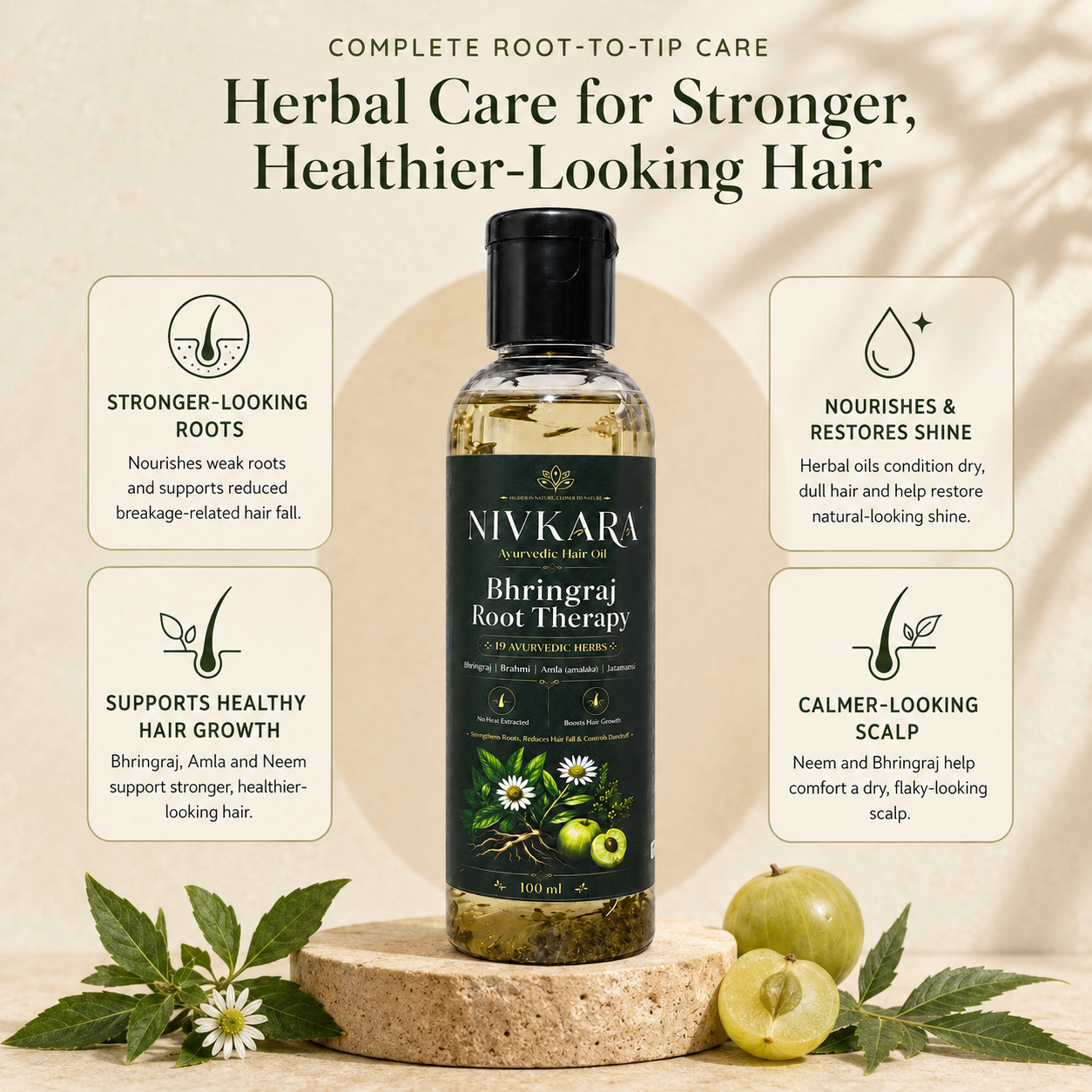 Nivkara 19-Herb Bhringraj Ayurvedic Hair Oil