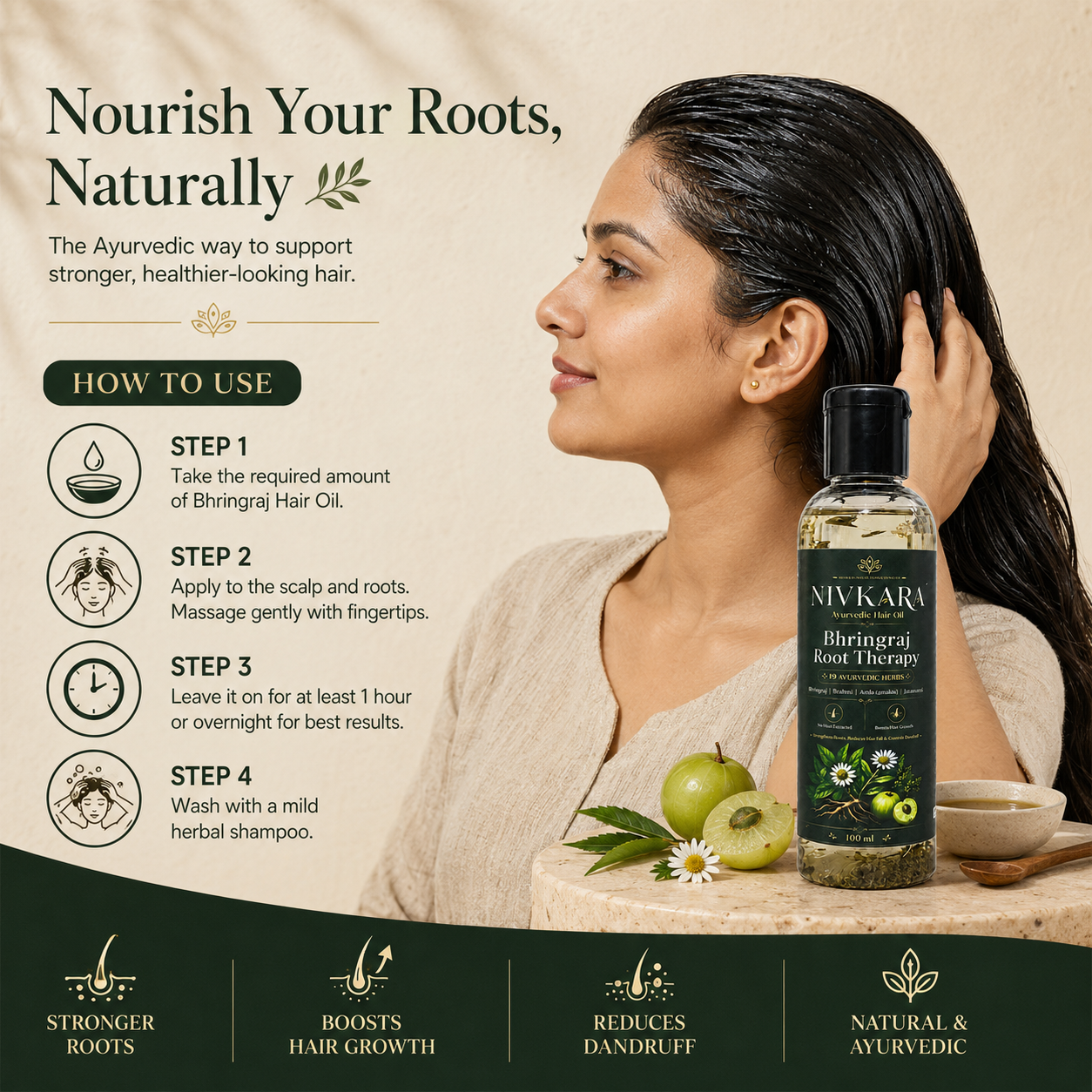 Nivkara 19-Herb Bhringraj Ayurvedic Hair Oil